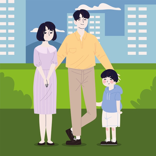 korean family in the city