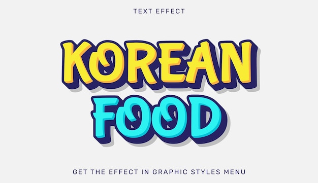 Korean food editable text effect in 3d style