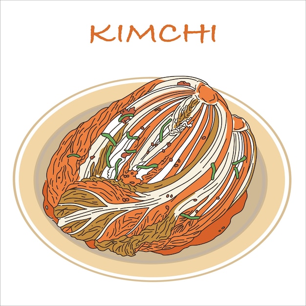 Vettore cibo coreano kimchi. illustrazione vettoriale eps10