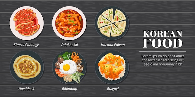 Vector korean food menu set collection