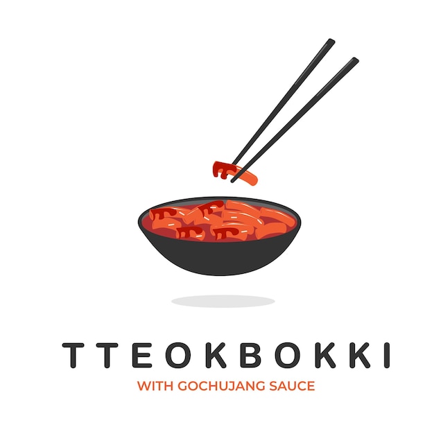 Korean Food Tteokbokki Illustration Logo