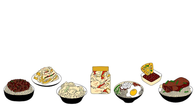韓国料理メニュー バナー シートなどのベクトル図