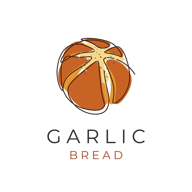 Korean Garlic Bread Line Art Illustration Logo