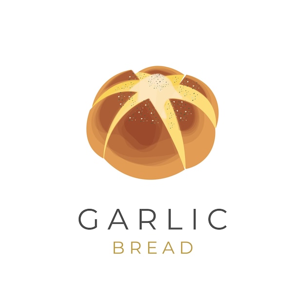 Korean Garlic Cheese Bread Logo Illustration