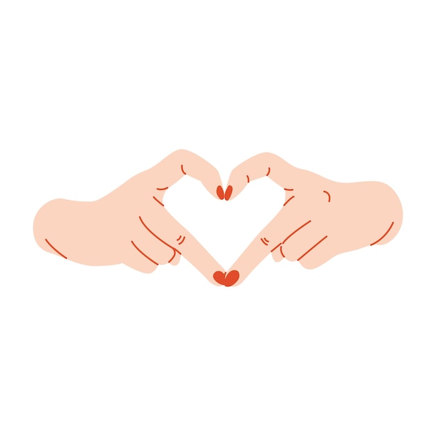 Korean heart from hands, flat illustration, isolated on the white background, love