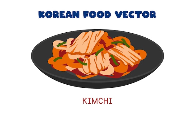 Korean Kimchi - spicy pickled cabbage vegetable flat vector clipart. Asian food. Korean cuisine