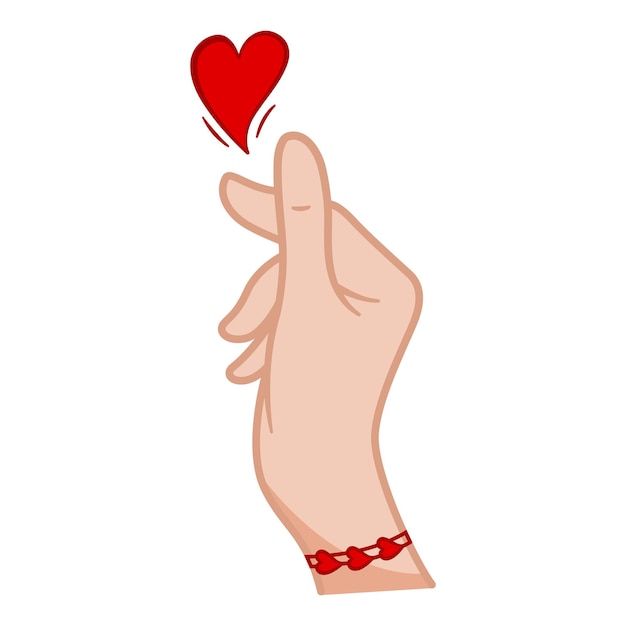 Korean Love Sign Hand Gesture and Red Heart