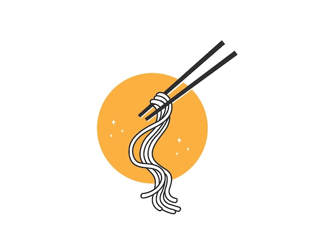 Vector korean noodles with chopsticks