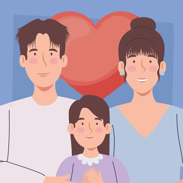 Корейские родители и дочь с сердцем