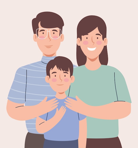 Vector korean parents and son