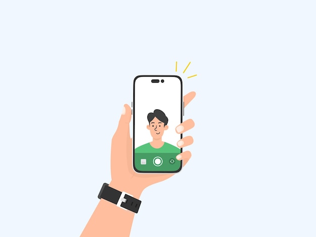 Korean's young boy Selfie concept illustration free vector