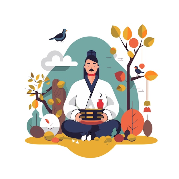 Korean Thanksgiving Day shopping event Illustration