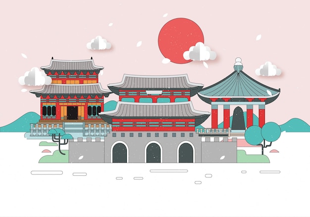 한국 전통 건축 일러스트레이션