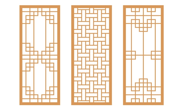 Vector korean traditional door pattern design elements