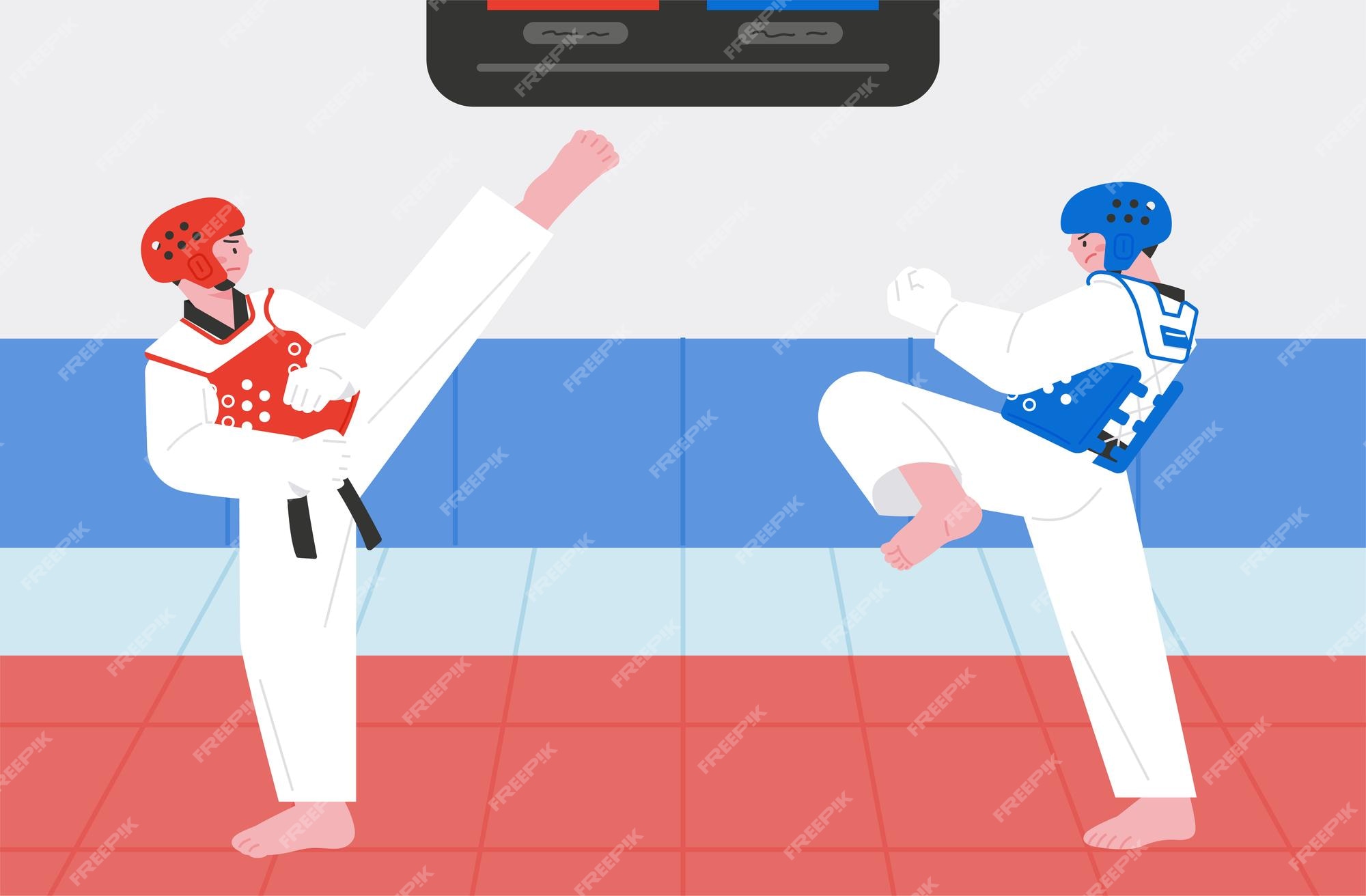 Fighting art taekwondo korean fight style kick Vector Image