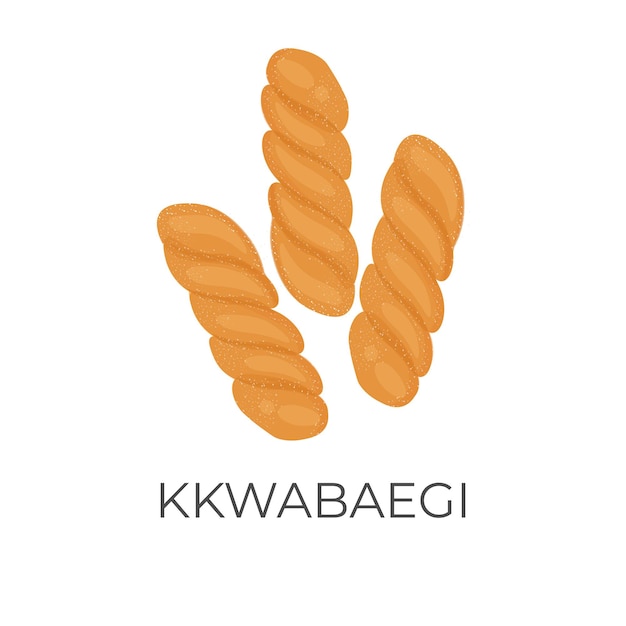 Иллюстрация логотипа корейских витых пончиков Кквабаеги