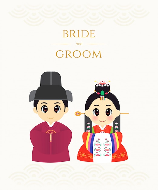 Korean wedding invitation card vector.