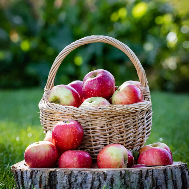 Vector korf rode appels herfst oogst vector illustratie in platte stijl