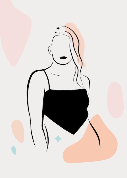 Kort haar Vrouw Eenvoudige kunstlijn Achtergrond