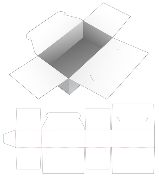 Korte doos met gestanste sjabloon met vergrendelde punt