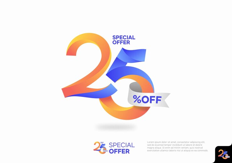 Vector korting 25 procent korting pictogram speciale aanbieding label vector template design illustration
