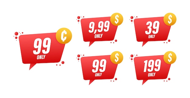 Kortingssticker Sjabloon met slechts 99 Vectorsjabloonontwerp Verkoopprijskaartje Verkoopbannerbadge