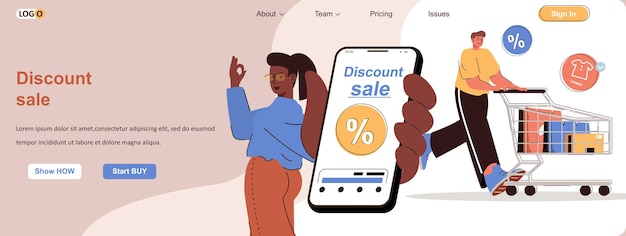 Kortingsverkoop webconcept online winkelen met de beste aanbiedingen in mobiele app