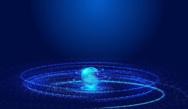 Kosmische deeltje vortex en 3D Digital Earth Network technologie big data abstracte achtergrond