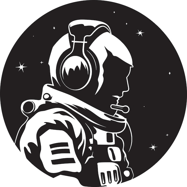 Vector kosmische reis zwarte astronaut logo icon celestial pioneer vector space explorer