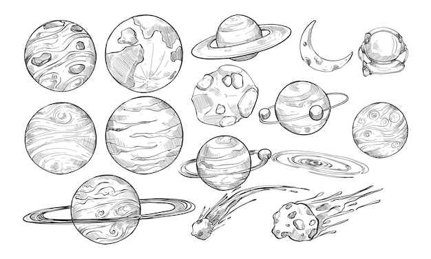 Kosmische ruimte handgetekende collectie