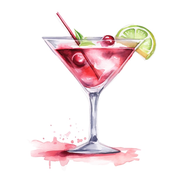 Kosmopolitische cocktail aquarel hand getekende illustratie Drink clipart