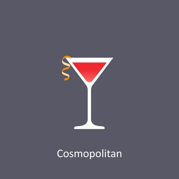 Kosmopolitische cocktail op donkere achtergrond in vlakke stijl Vectorillustratie