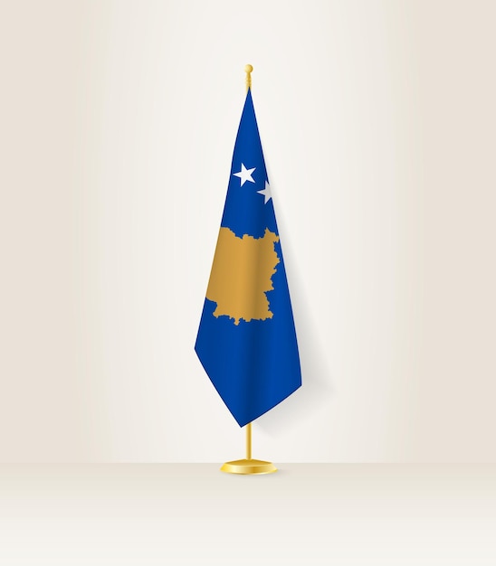 Kosovo flag on a flag stand