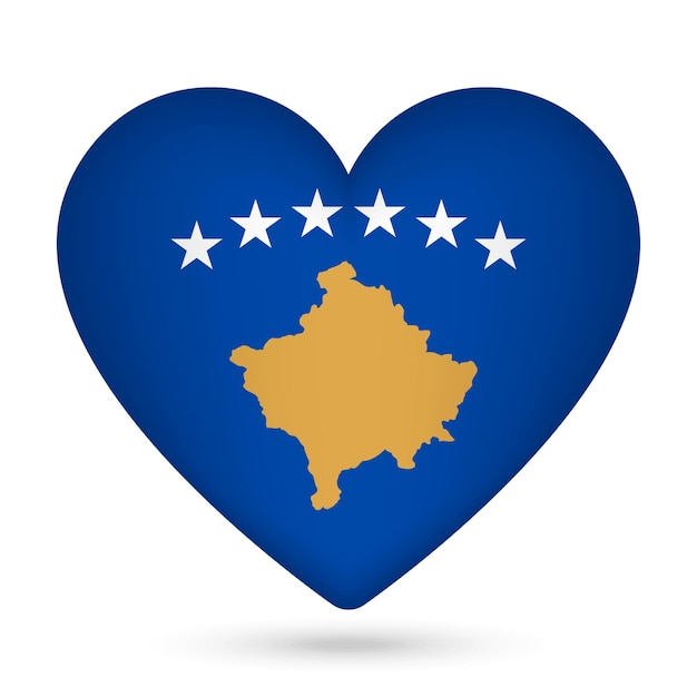 Kosovo flag in heart shape Vector illustration