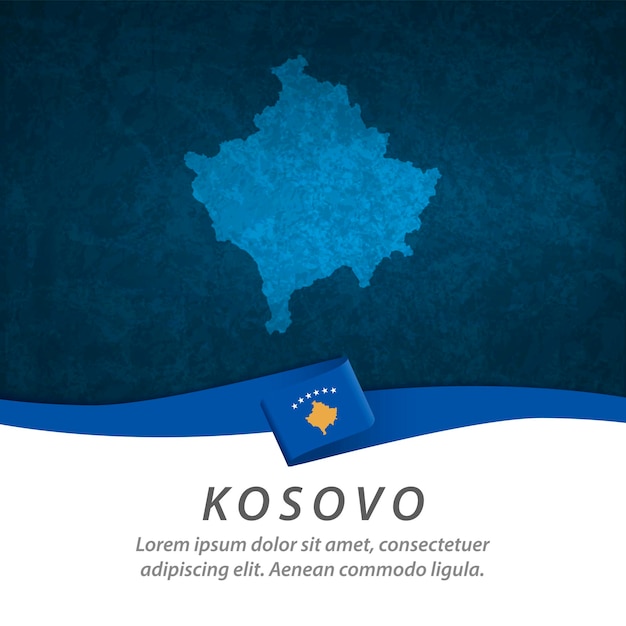 Kosovo flag with central map