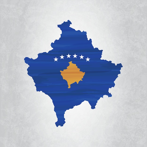 Kosovo map with flag