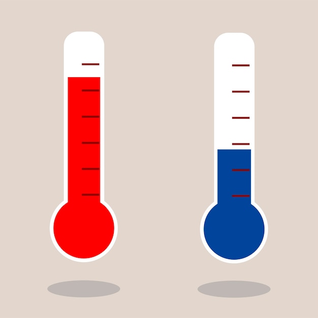 Koude en warme icoon vector Temperatuur illustratie teken Thermometer symbool Set van warmte logos