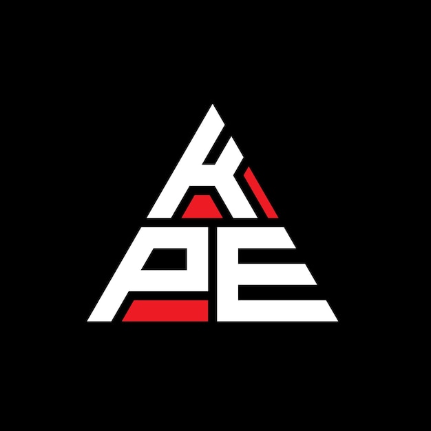KPE三角形字母標誌設計與三角形 KPE 三角形標誌設計 單字體 KPE 三角形向量標誌模板與紅色 KPE 三邊形標誌 簡單 優雅和奢的標誌