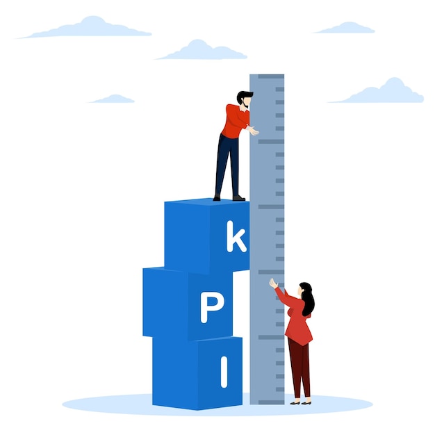 KPI concept key performance indicator measurement to evaluate success or meet targets metrics