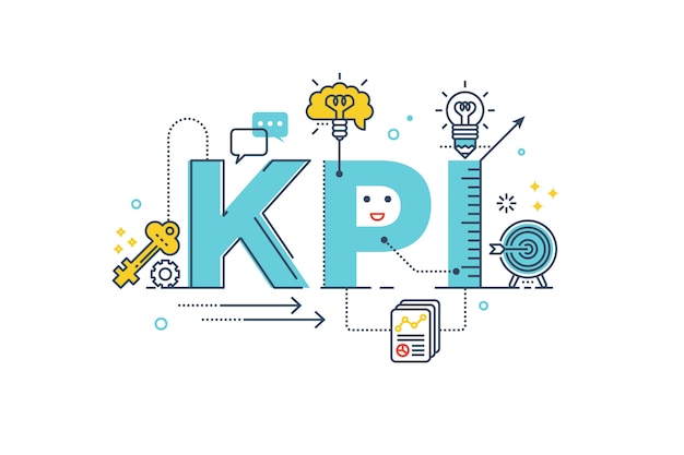 Kpi : key performance indicator word lettering typography design illustration