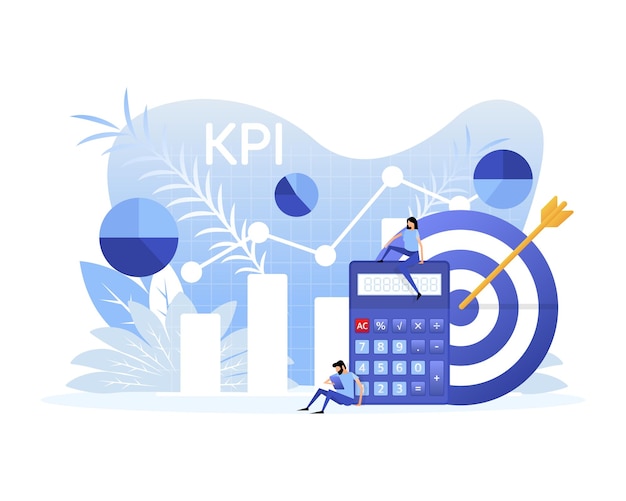 Kpi 사람들 벡터 일러스트 레이 션 개발 전략비즈니스 성공 전략