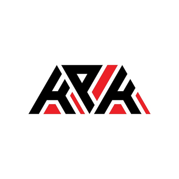 Vettore il design del logo triangolare kpk con forma di triangolo kpk triangolo design del logo monogramma kpk triungolo vettoriale modello di logo con colore rosso kpk logo triangolo semplice elegante e lussuoso logo kpk