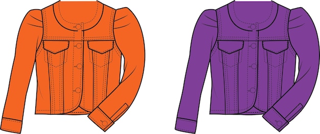 Kpop Jazz denim danskostuum voor mode platte schets technische tekening vector illustratie sjabloon