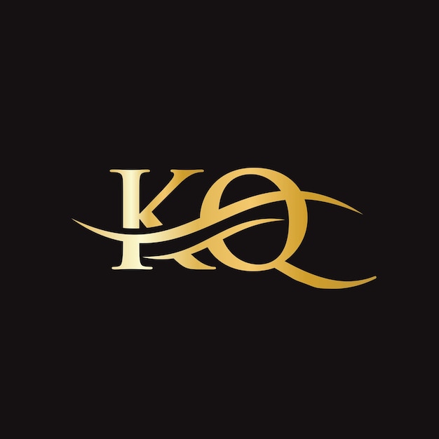 Logo kq design lettera premium logo kq design con concetto di onda d'acqua