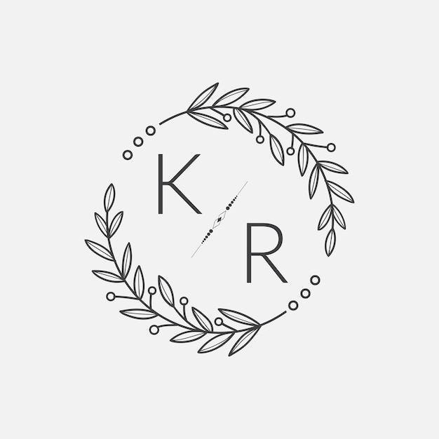 KR initiële monogram bruiloft met creatieve cirkellijn