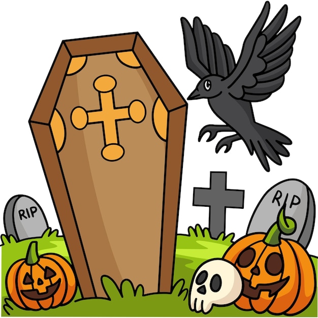 Kraaien op een begraafplaats halloween cartoon clipart