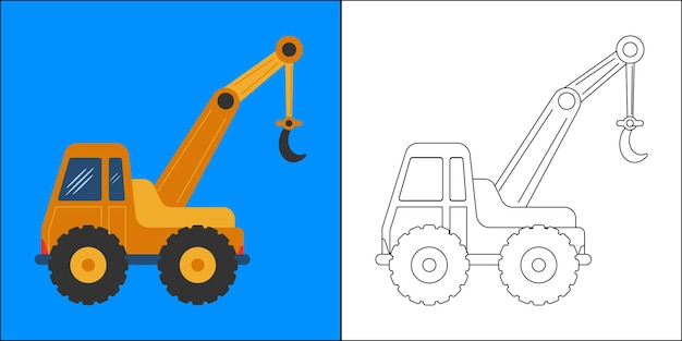 Kraanwagen geschikt voor kinder kleurplaten pagina vectorillustratie