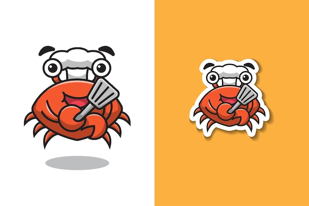 Vector krab chef-kok met spatel illustratie