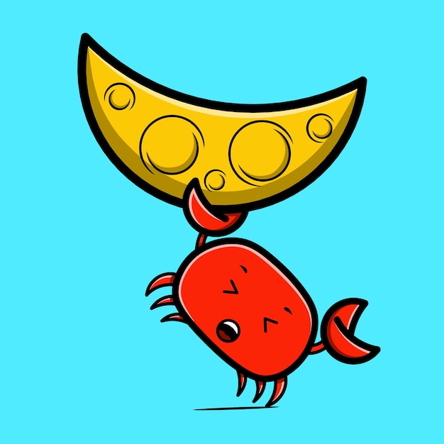 Krab en maan karakter kawaii ontwerpen