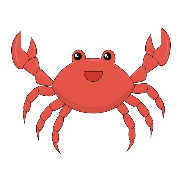 Krab karakter glimlachen vector illustratie cartoon stijl